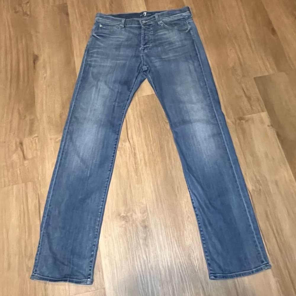 7 For All Mankind Men's "The Standard" Straight Leg Jeans Blue Wash 34x33.5